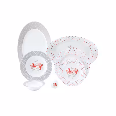 سرویس غذاخوری 28 پارچه چینی زرین ایران سری ایتالیا اف مدل والنسیا درجه یک