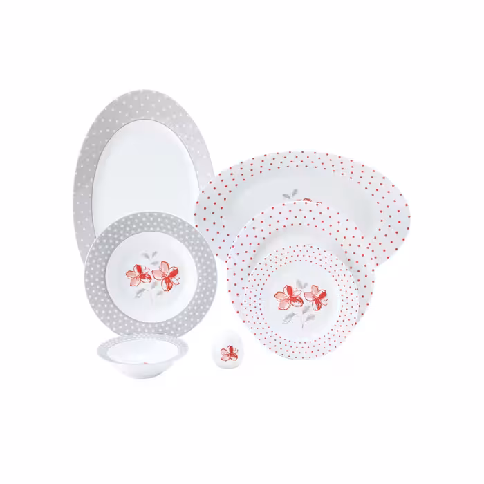 سرویس غذاخوری 28 پارچه چینی زرین ایران سری ایتالیا اف مدل والنسیا درجه یک