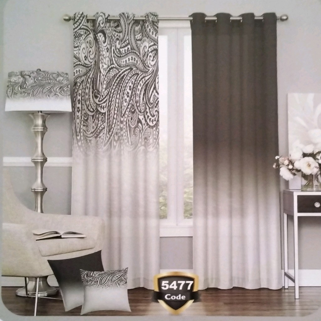 پرده چاپی پانچ دو قواره طرح کلاسیک کد 5477