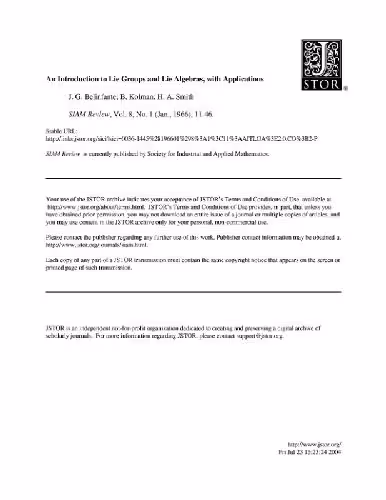خرید و دانلود نسخه کامل کتاب An Introduction to Lie Groups and Lie Algebras, with Applications