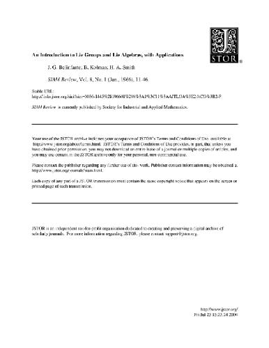 خرید و دانلود نسخه کامل کتاب An Introduction to Lie Groups and Lie Algebras, with Applications