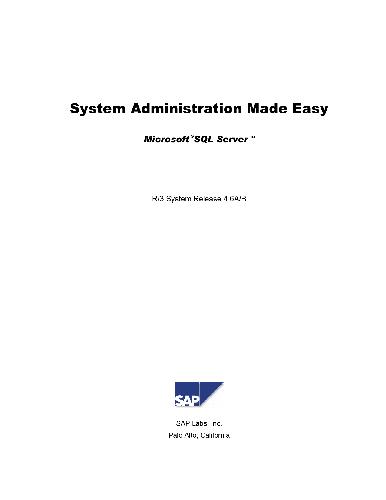 خرید و دانلود نسخه کامل کتاب System Administration Made Easy 4.6A/B: SQL Server by SAP Labs, Inc