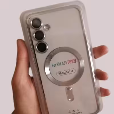 قاب کاور شفاف مگنتی سامسونگ A35 5G سیلور اورجینال