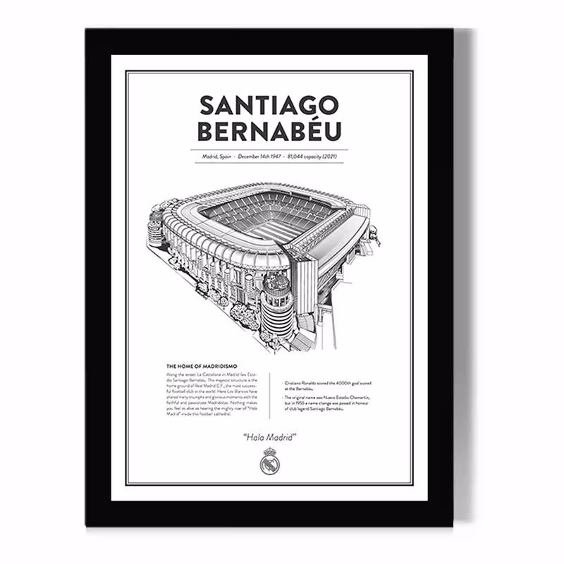 تابلو مدل دیواری طرح استادیوم سانتیاگو برنابئو رئال مادرید Santiago Bernabeu کد FD046 | دنیای قاب