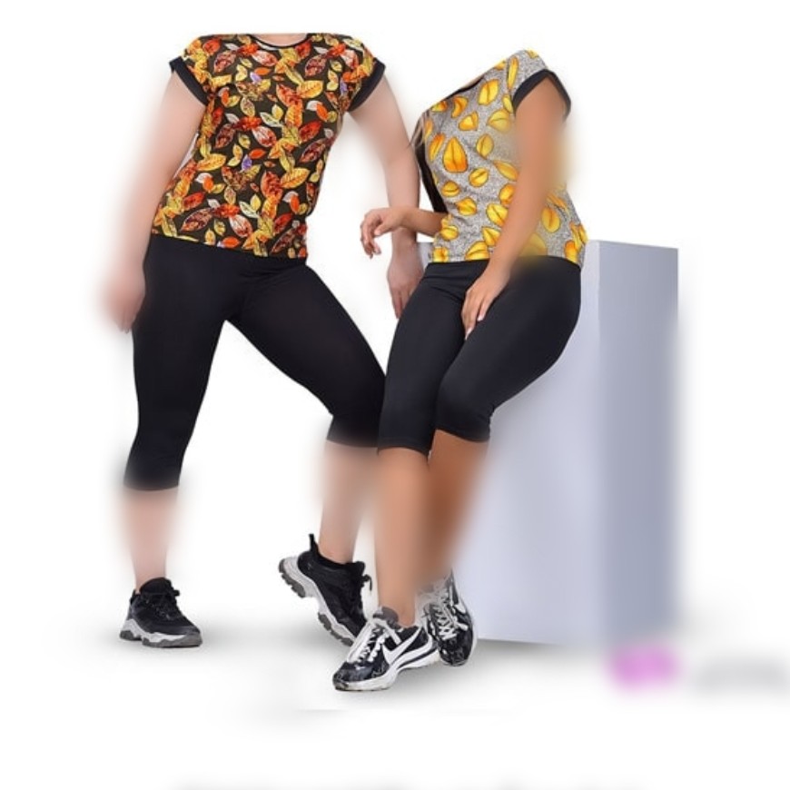 ست تیشرت استین افتاده و شلوار ک