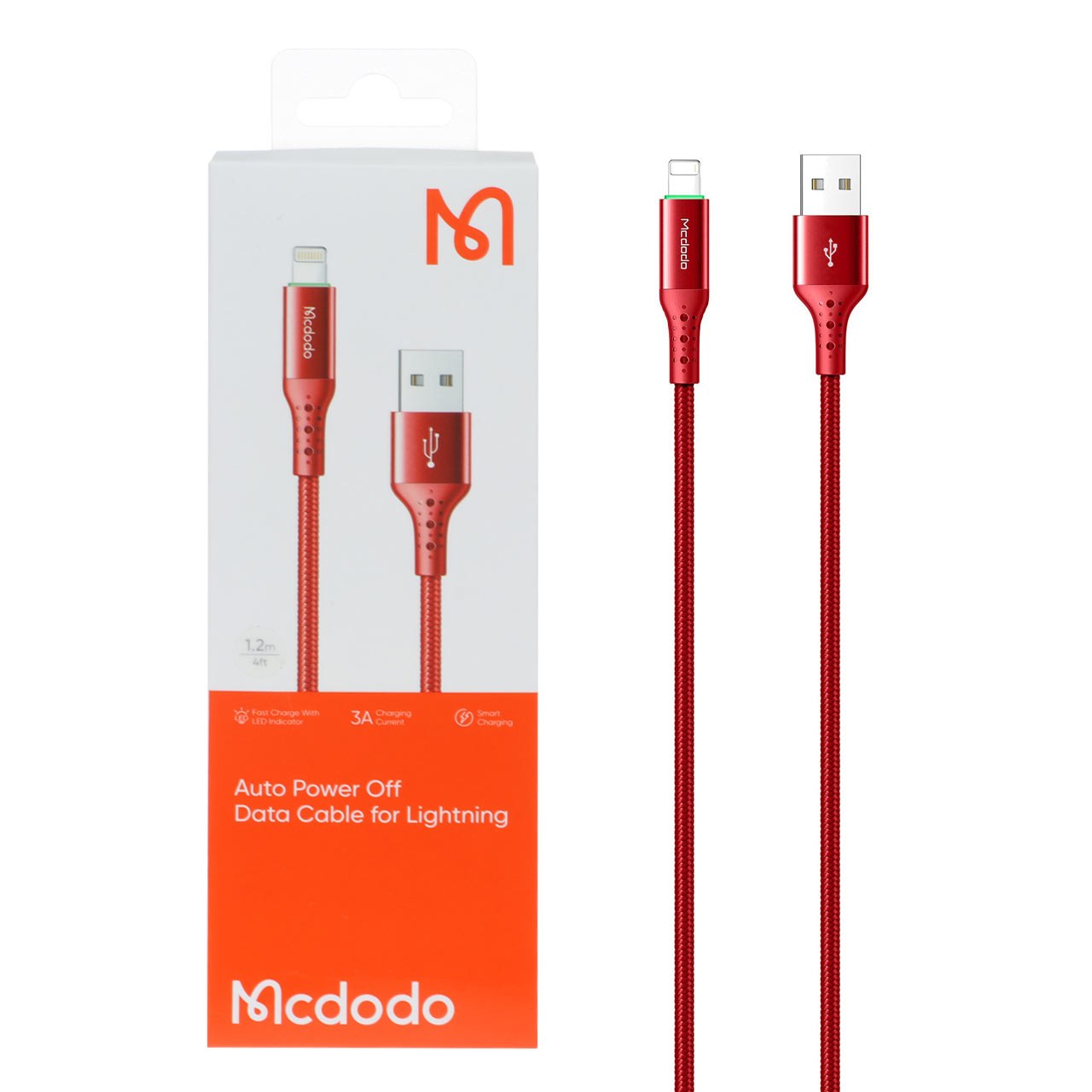 کابل شارژ فست 1.2 متری آیفون Mcdodo مدل CA-7412 - قرمز