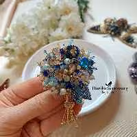 گل سینه جواهردوزی طرح دسته گل.هاریکا.