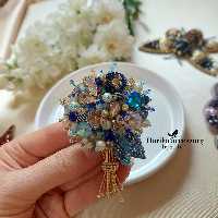 گل سینه جواهردوزی طرح دسته گل.هاریکا.