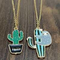 گردنبند ست دوتایی مدل کاکتوس رنگ ثابت 