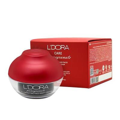 کرم روشن کننده شب صورت و گردن انار مناسب انواع پوست لدورا 50 میلی لیتر