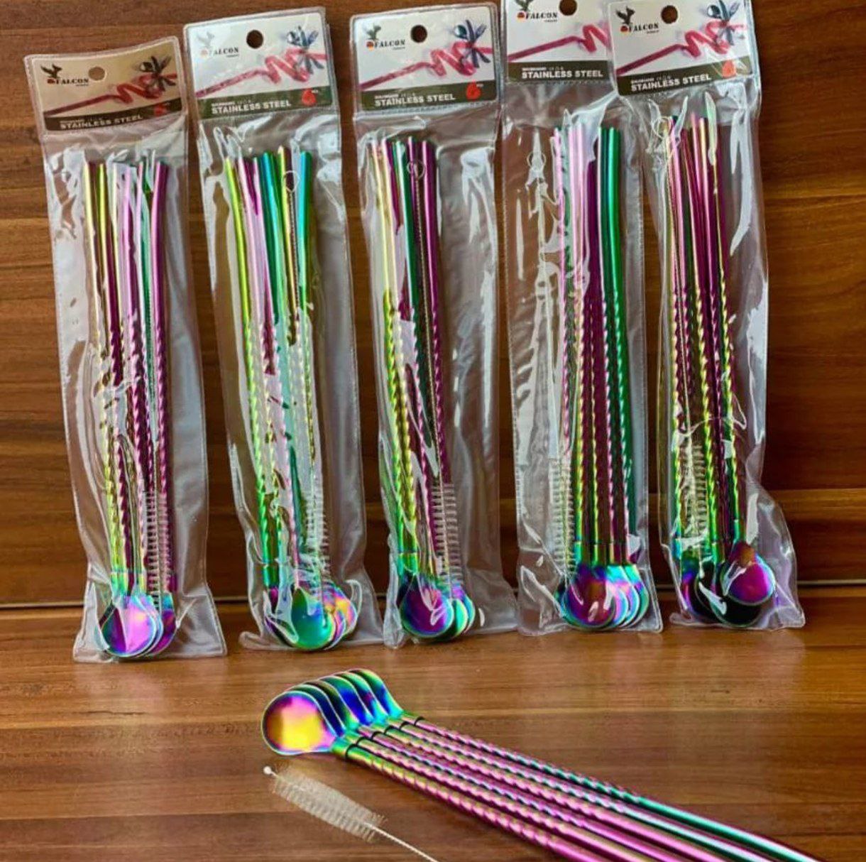 نی استیل قاشقی فرچه دار هفت رنگ