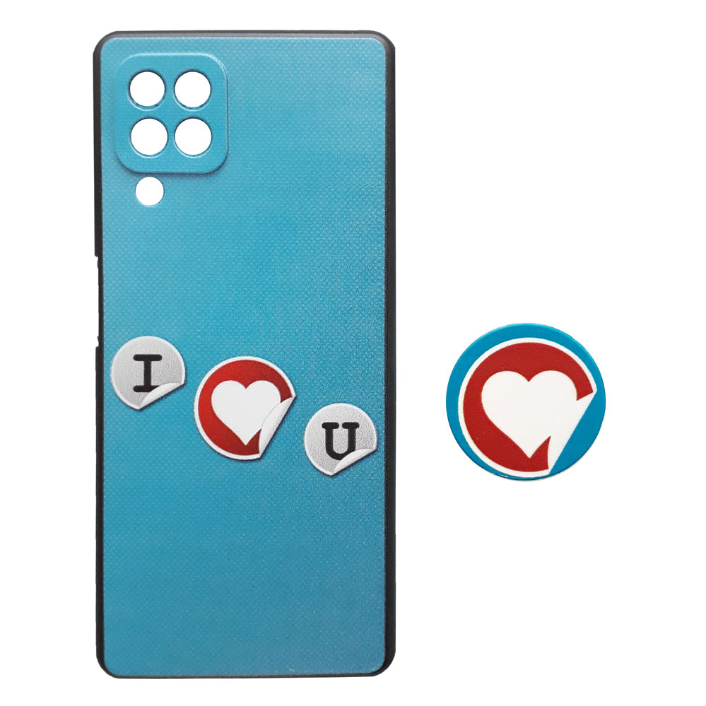 کاور طرح عشق کد S7471 مناسب برای گوشی موبایل سامسونگ Galaxy A22 4G به همراه پایه نگهدارنده