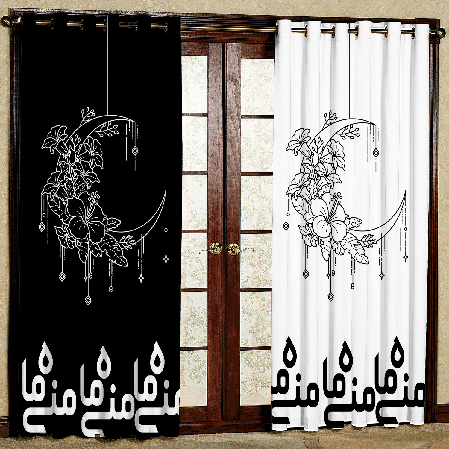 پرده مدل ماه منی هازان پانچی کد 1820a سایز 140x200 سانتی متر