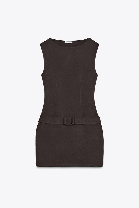 لباس کوتاه زنانه زارا BELTED MINI DRESS | تهران زارا TehranZara