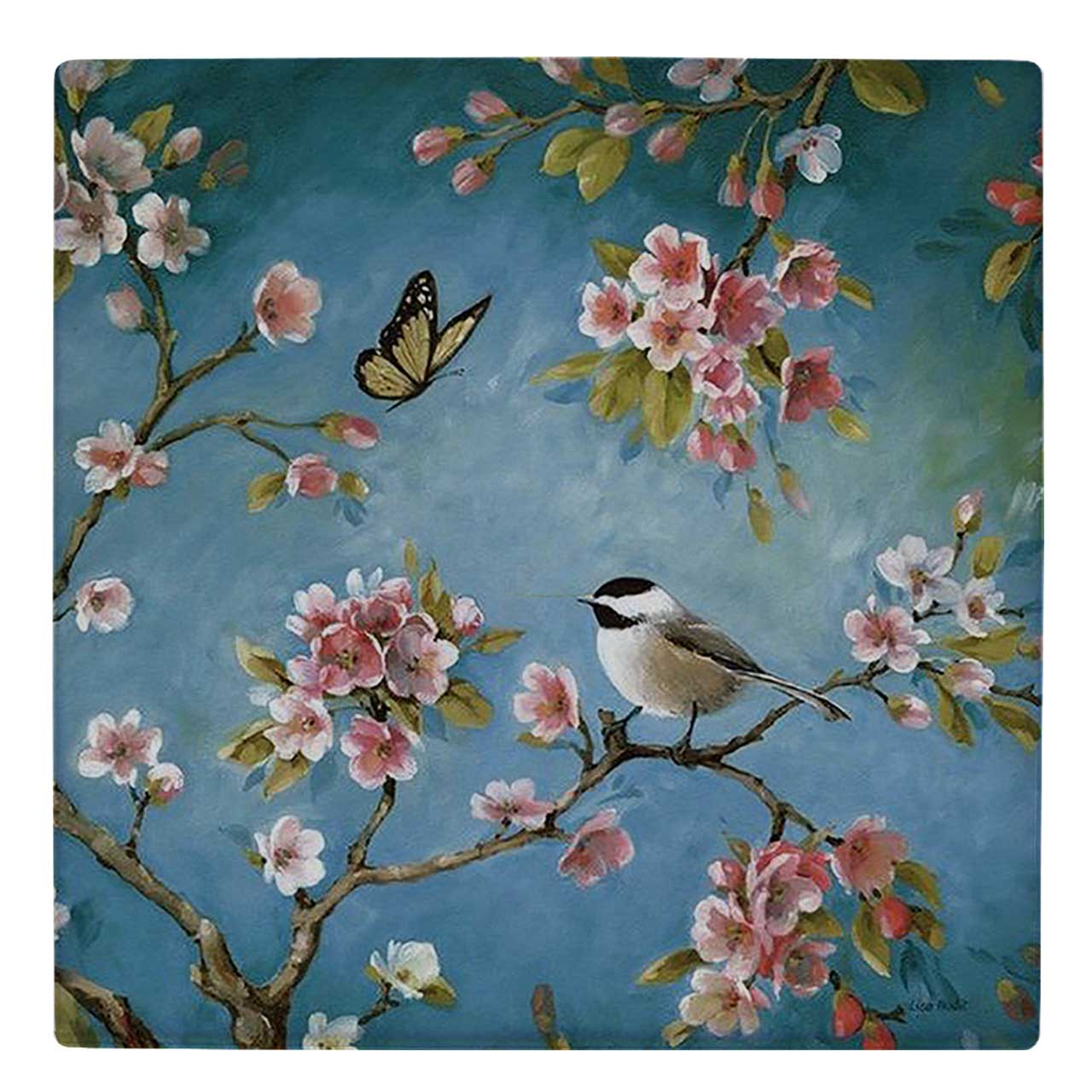  زیر لیوانی  طرح پرنده و پروانه و شاخه شکوفه کد    5754748_3950