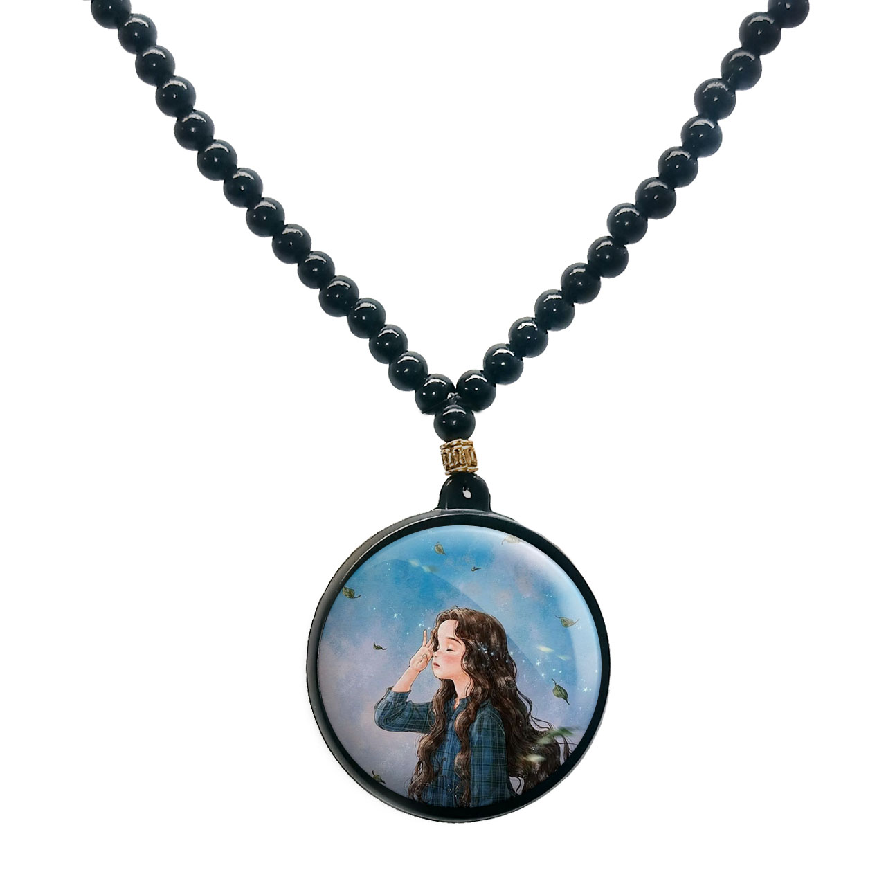 گردنبند پرمانه طرح دخترونه کد pmd.23412 مدل دو طرفه