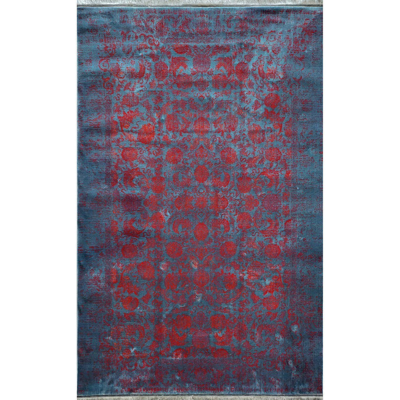 فرش ماشینی هیوا طرح فیروزه کد 360 زمینه آبی