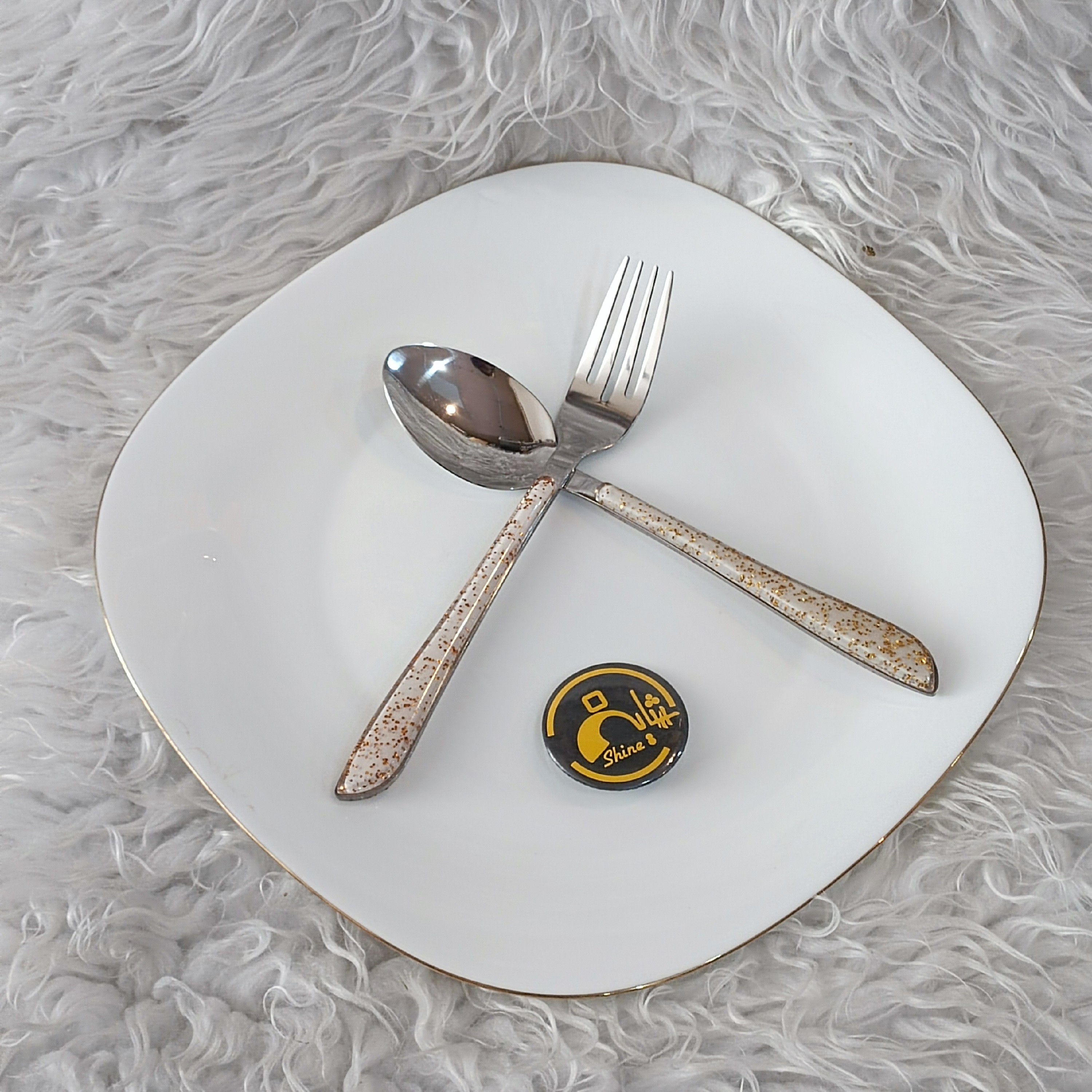 ست شش عددی بشقاب برنج خوری آرکوپال چهار گوش سفید لب طلایی برند دینو