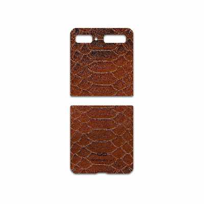 برچسب پوششی ماهوت مدل Brown-Snake-Leather مناسب برای گوشی موبایل سامسونگ Galaxy Z Flip