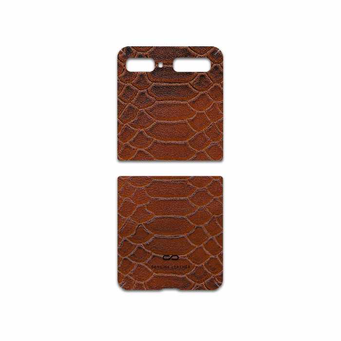 برچسب پوششی ماهوت مدل Brown-Snake-Leather مناسب برای گوشی موبایل سامسونگ Galaxy Z Flip