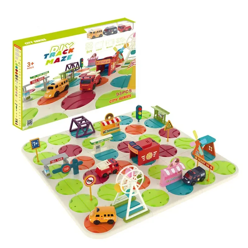 اسباب بازی ماشین ریلی پازلی 93 تکه مدل شهری کد 202312