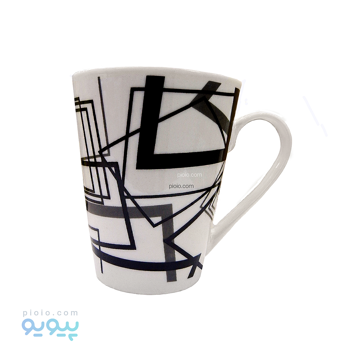 ماگ سرامیکی سفید طرح هندسی