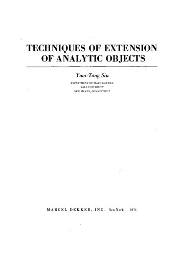 خرید و دانلود نسخه کامل کتاب Techniques of extension of analytic objects