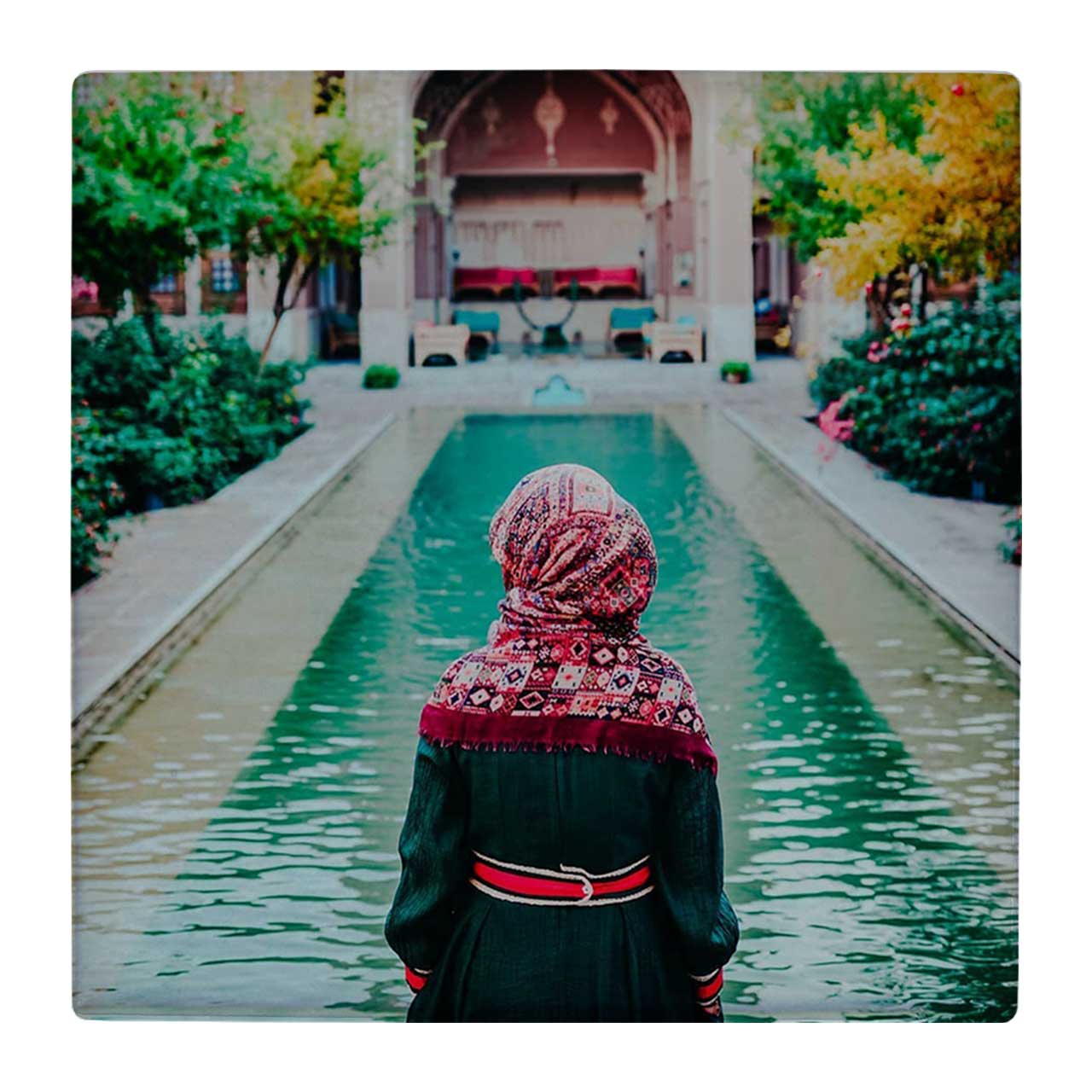 کاشی کارنیلا طرح عمارت ایرانی و حوض آب کد wk112