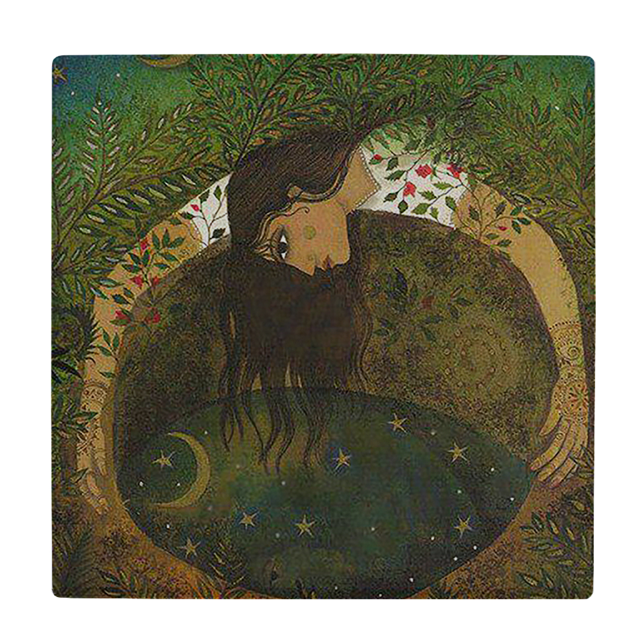 کاشی کارنیلا طرح دختر و چشمه مدل لوحی کد klh399