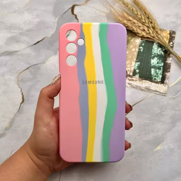 قاب گوشی Galaxy A14 سامسونگ سیلیکونی پاک کنی اورجینال رنگین کمانی کد 16460