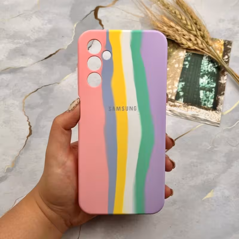 قاب گوشی Galaxy A14 سامسونگ سیلیکونی پاک کنی اورجینال رنگین کمانی کد 16460