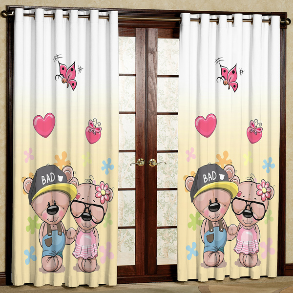 پرده مدل خرس چاپی هازان پانچی کد 292 سایز 200x140 سانتی متر