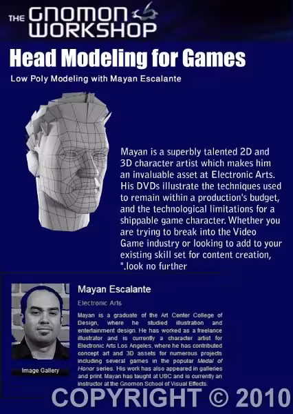 Gnomon Maya Training Dvd-Head Modeling For Games Dvdr-w3D