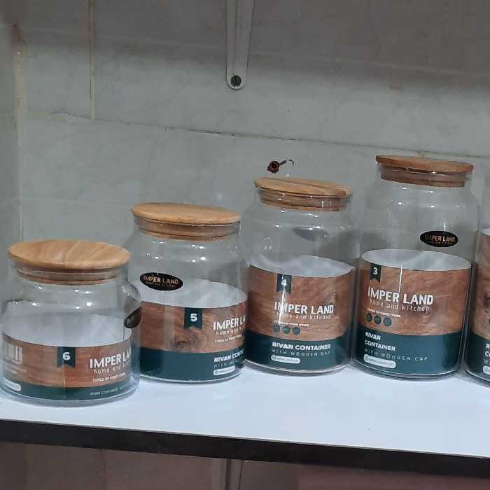 بانکه حبوبات شیشه ای در چوبی امپریال سایز 5 جاحبوباتی شیشه ای 