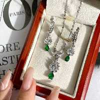 نیمست نقره جواهری، سنگ مولتی مالر، ابکاری طلا سفید 