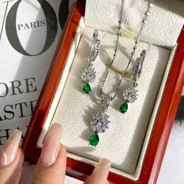 نیمست نقره جواهری، سنگ مولتی مالر، ابکاری طلا سفید 