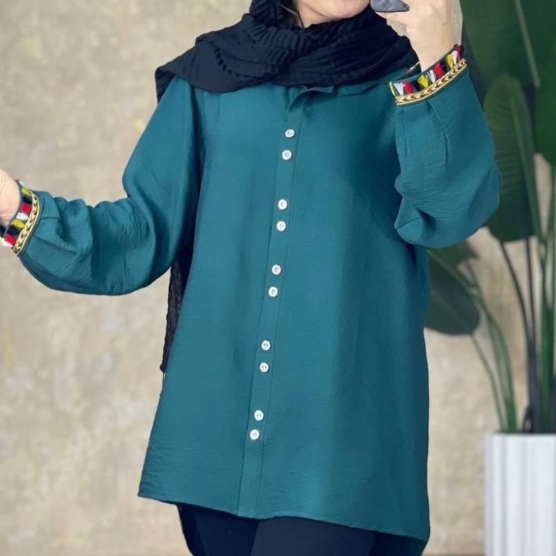 مانتو زنانه وال اسلپ خرج کار سنتی دارای رنگ بندی مناسب تا سایز 48
