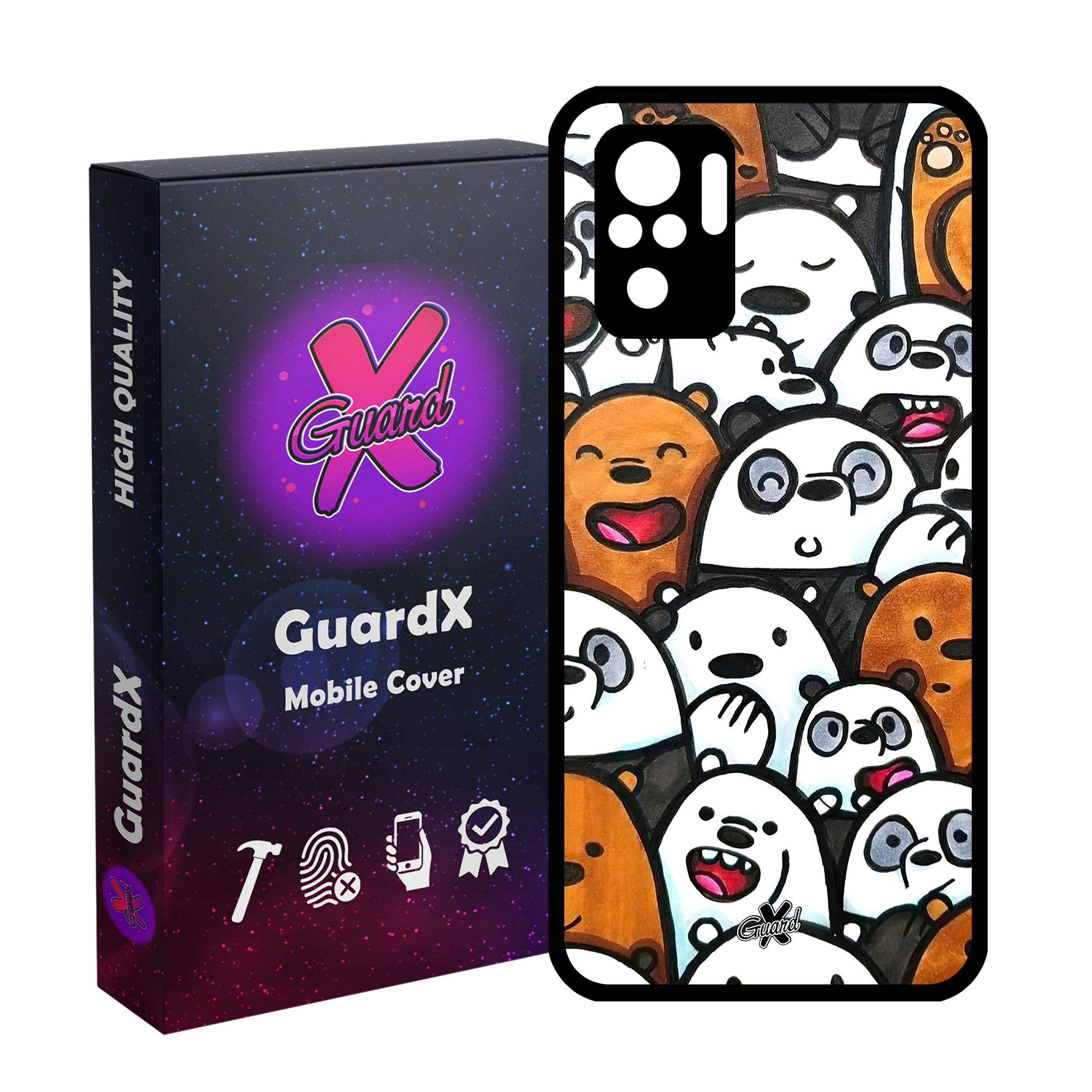 کاور گارد ایکس طرح خرس های کله فندقی مدل Glass10555 مناسب برای گوشی موبایل شیائومی Redmi Note 10 4G/Redmi Note 10S