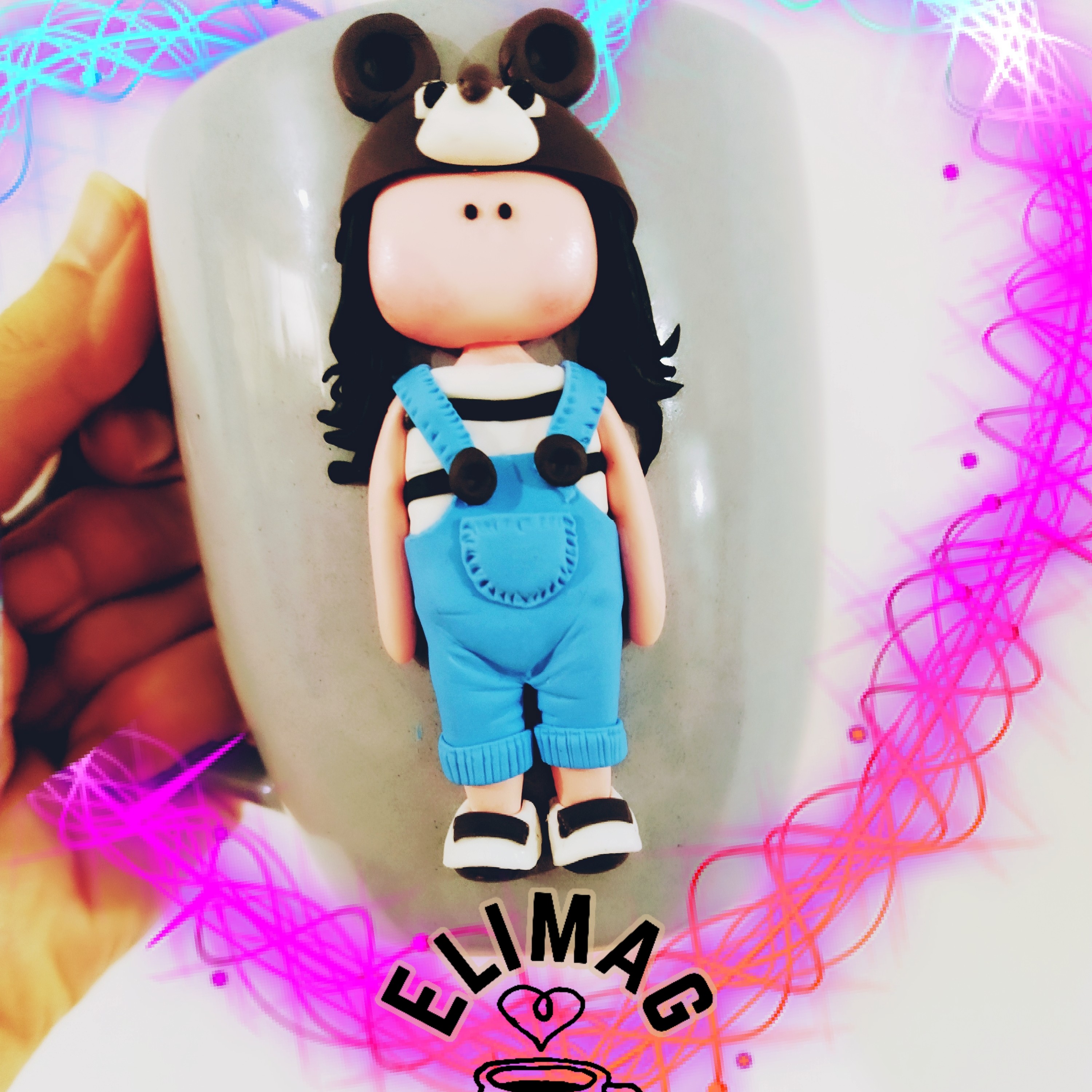 ماگ عروسک پلیمری نشکن ضد آب .قابل شستشو.قابل اجرا بر روی ماگ سفید صورتی مشکی