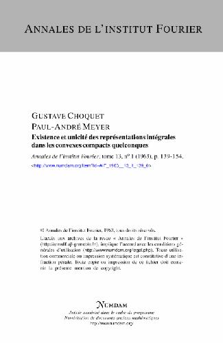 خرید و دانلود نسخه کامل کتاب Existence et unicite des representations integrales dans les convexes compacts quelconques