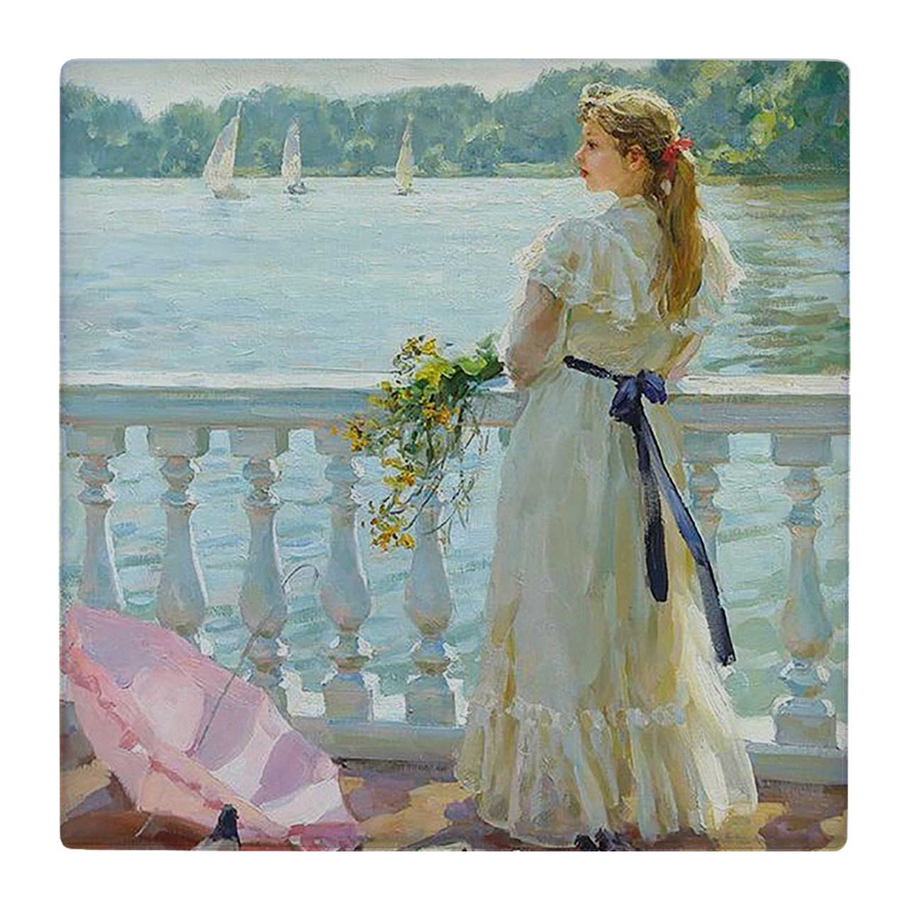 کاشی کارنیلا طرح بانو در کنار دریاچه کد wk1772