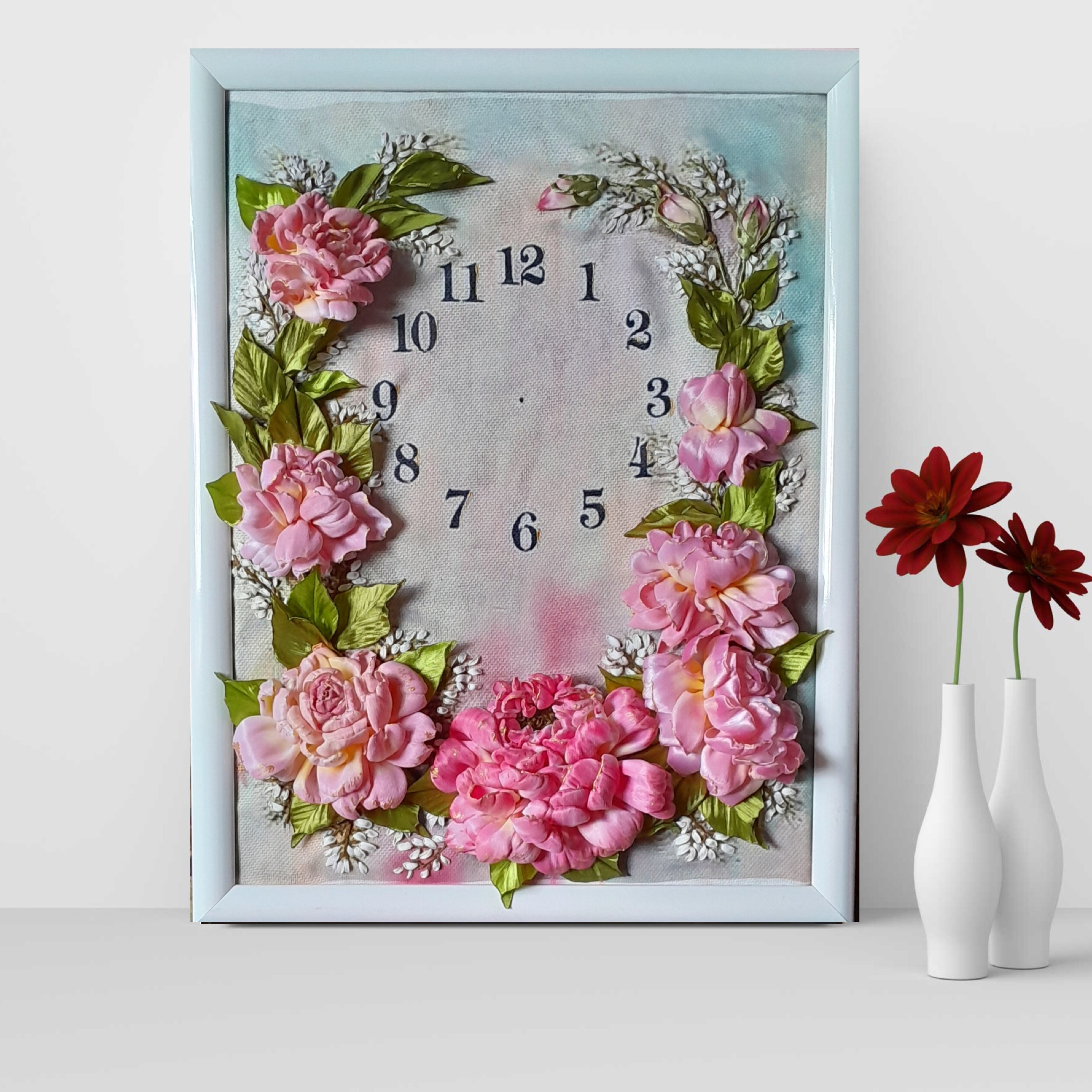 تابلوی  روباندوزی طرح  ساعت