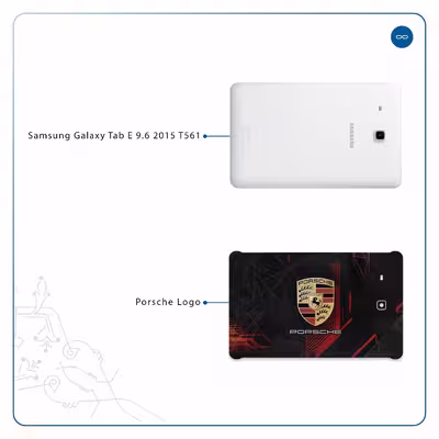 برچسب پوششی ماهوت مدل Porsche-Logo مناسب برای تبلت سامسونگ Galaxy Tab E 9.6 2015 T561