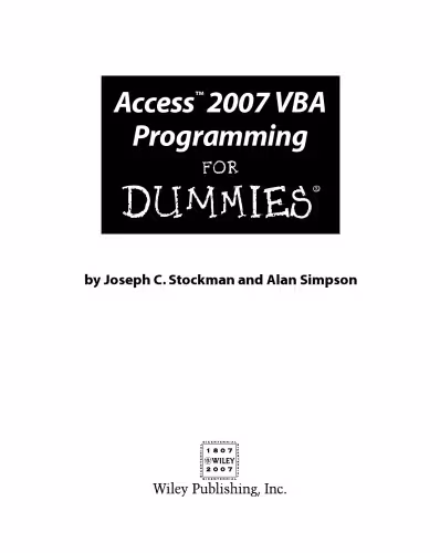 خرید و دانلود نسخه کامل کتاب Access 2007 VBA programming for dummies