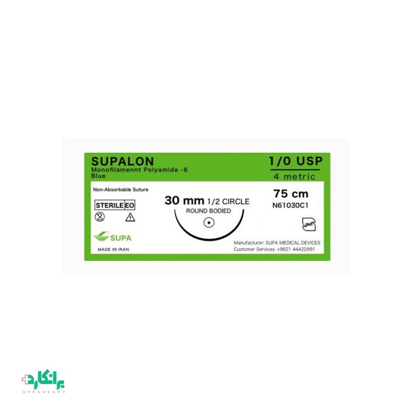 نخ جراحی نایلون راند بادید 1 سوپا-Supa بسته 36 عددی