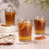 لیوان شیشه ای شیاردار شش عددی لیمون کد 2216