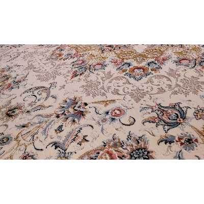 فرش ماشینی زمرد مشهد مدل 37000 زمینه کرم