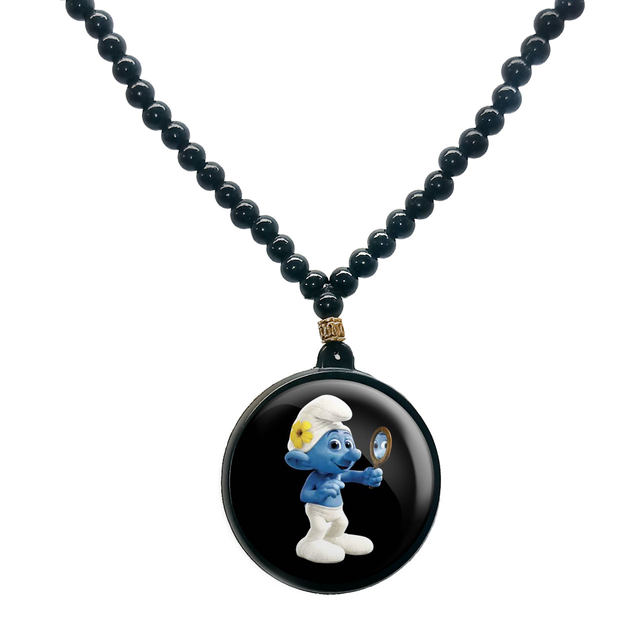 گردنبند پرمانه طرح اسمورف کد pmd.10563 مدل دو طرفه