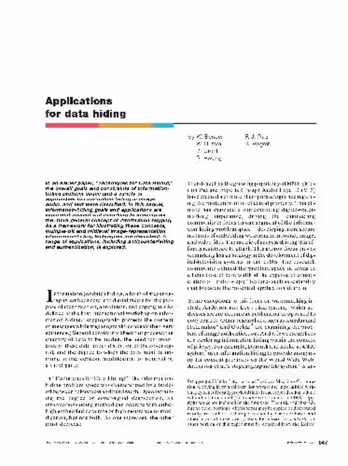 خرید و دانلود نسخه کامل کتاب Applications for data hiding