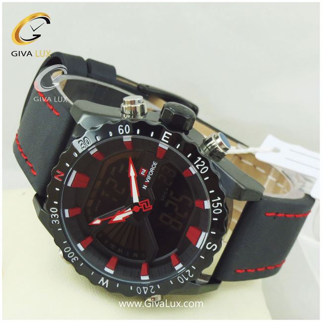 ساعت مچی مردانه بند چرمی دو زمانه نوی فورس NF9136